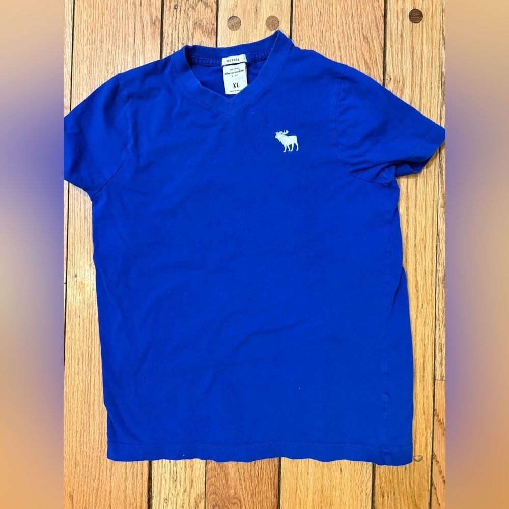 Abercrombie Kids Boys Royal Blue Muscle Moose Classic V-Neck Tee XL